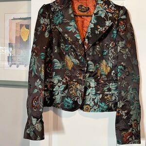 Etro Green and Black Tailored Blazer with Notched Lapel